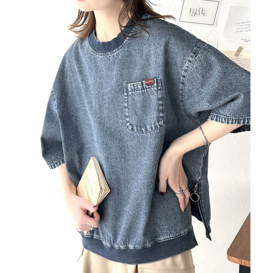 クラシカルエルフ Classical Elf 《JaVa ジャバコラボ》大人のハンサムライク。コットン100%サイドファスナーデニムプルオーバー (インディゴ) インディゴ