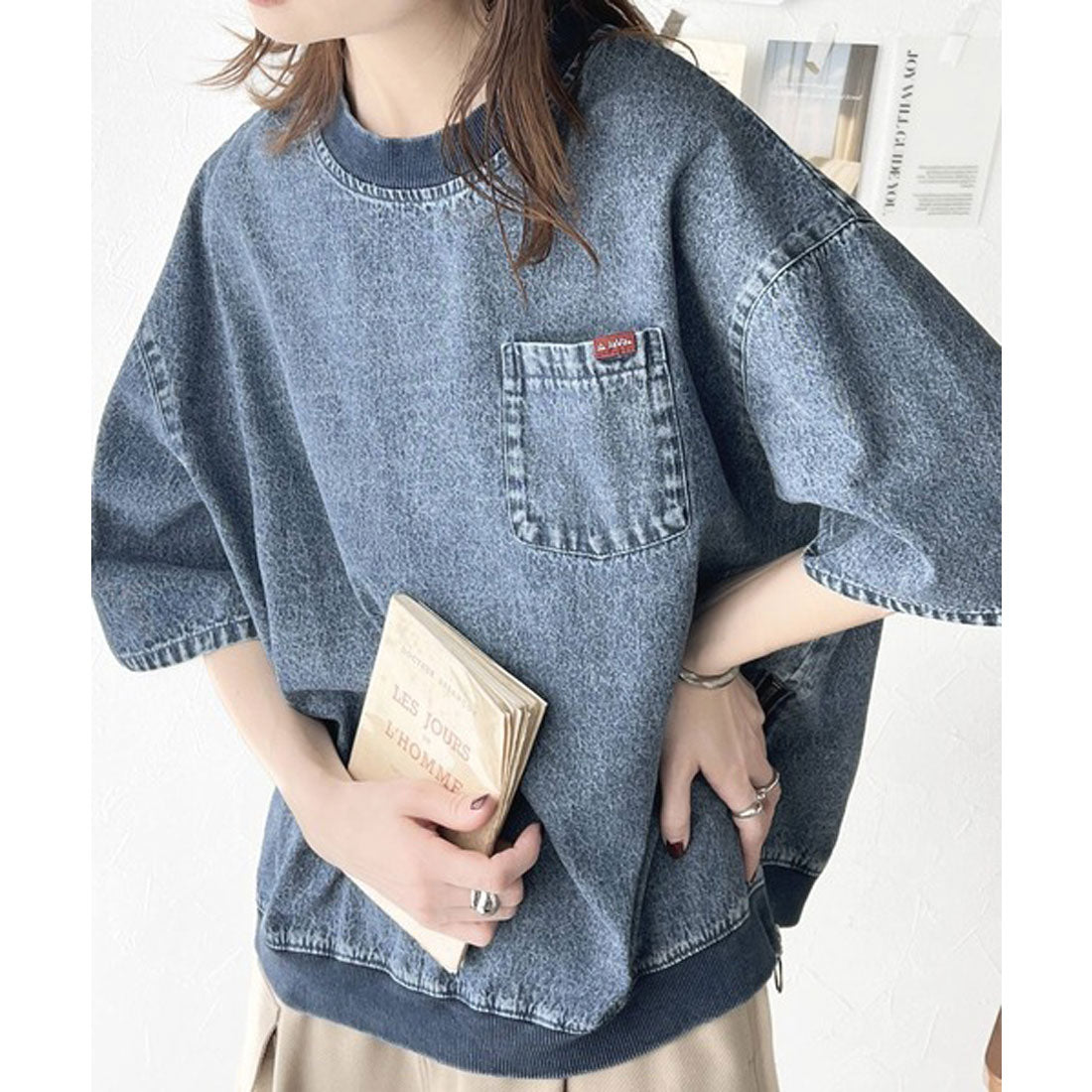 クラシカルエルフ Classical Elf 《JaVa ジャバコラボ》大人のハンサムライク。コットン100%サイドファスナーデニムプルオーバー (インディゴ) インディゴ