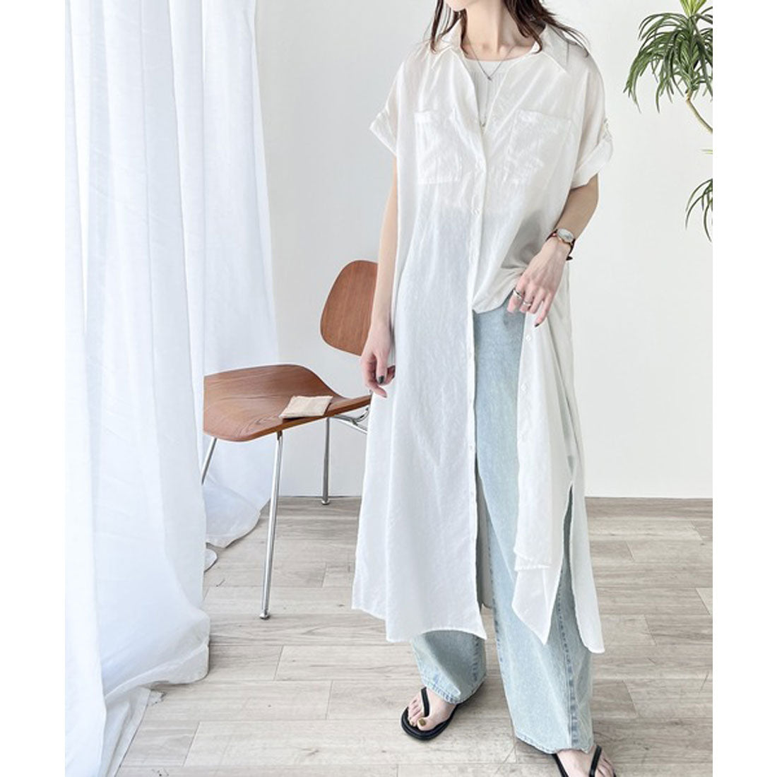 Classical Elf Functional × Casual Adult Style. Airy Touch Shirt Dress
