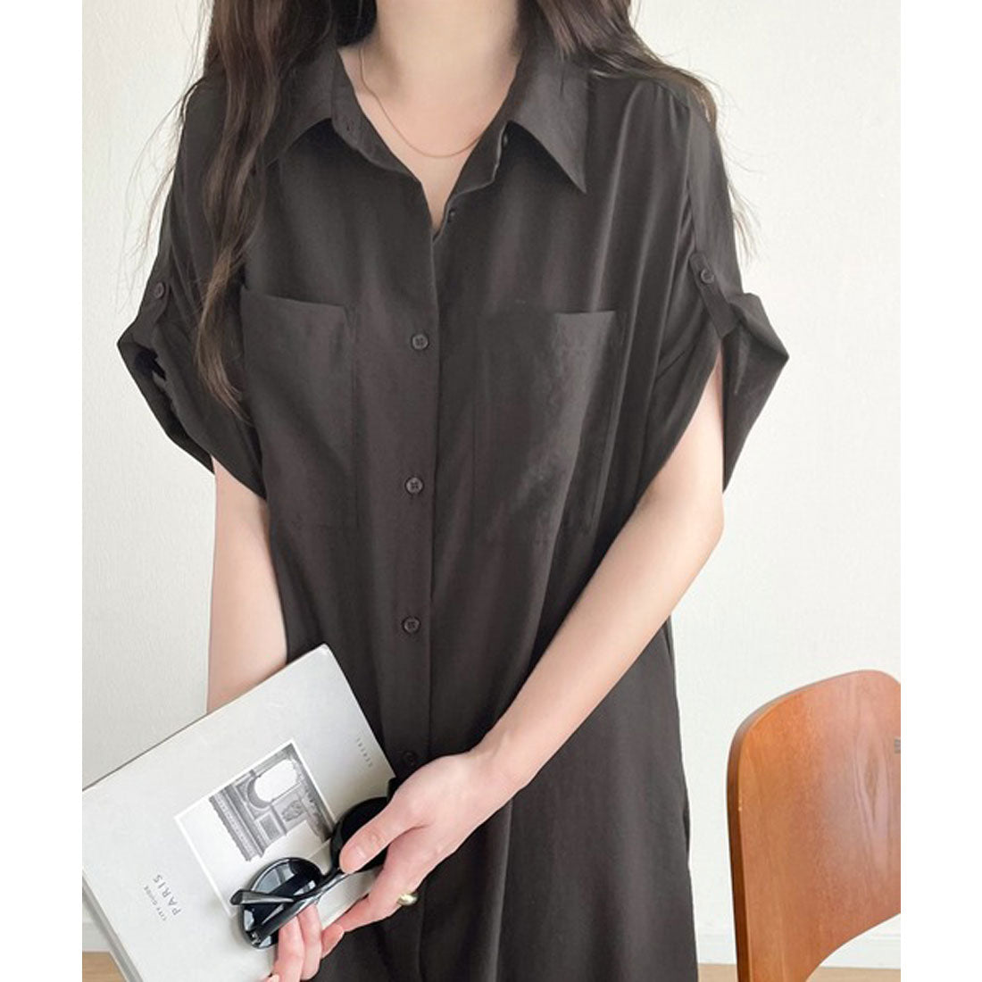Classical Elf Functional × Casual Adult Style. Airy Touch Shirt Dress