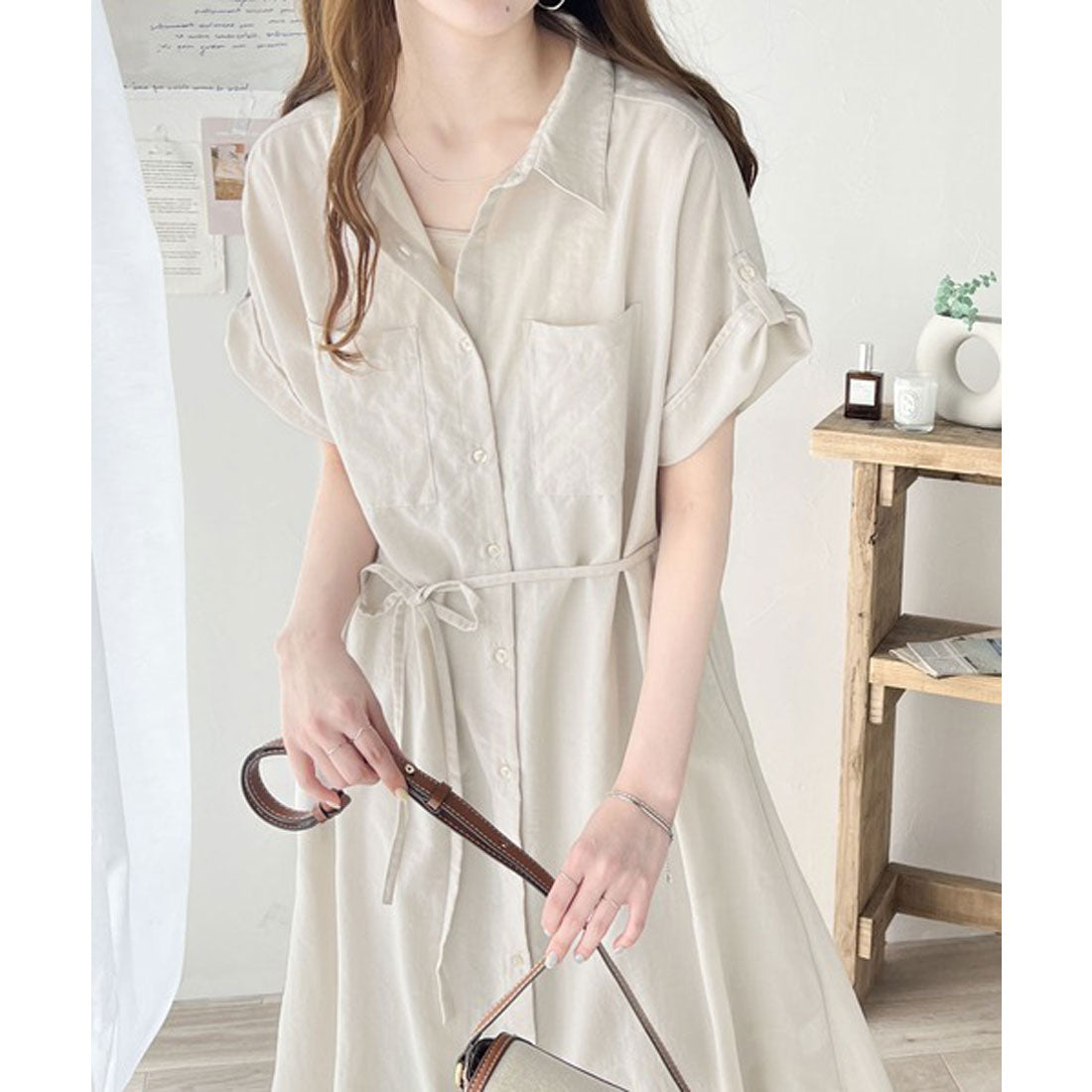 Classical Elf Functional × Casual Adult Style. Airy Touch Shirt Dress