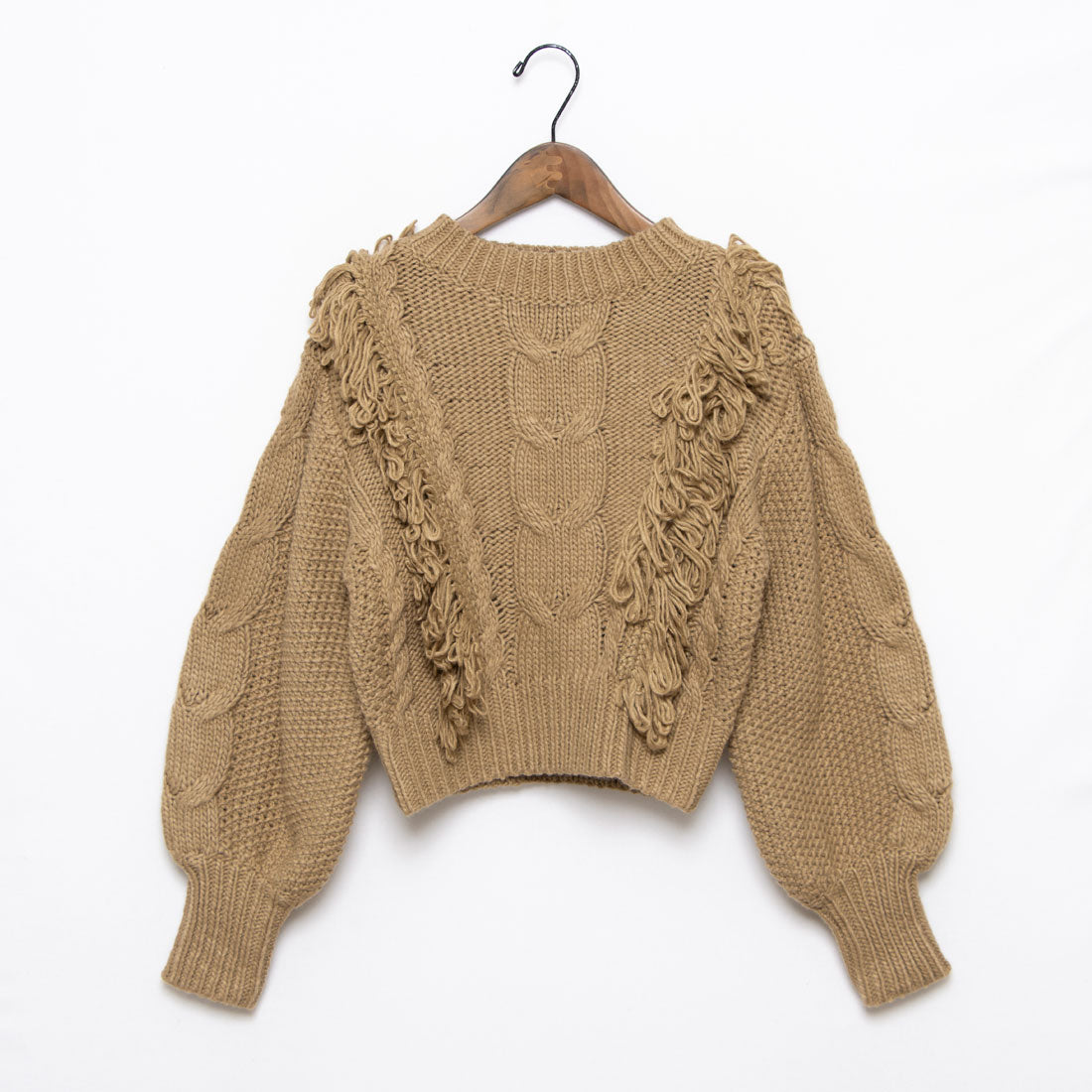 チーク Cheek ケーブルフリンジニット (GRY) GRY