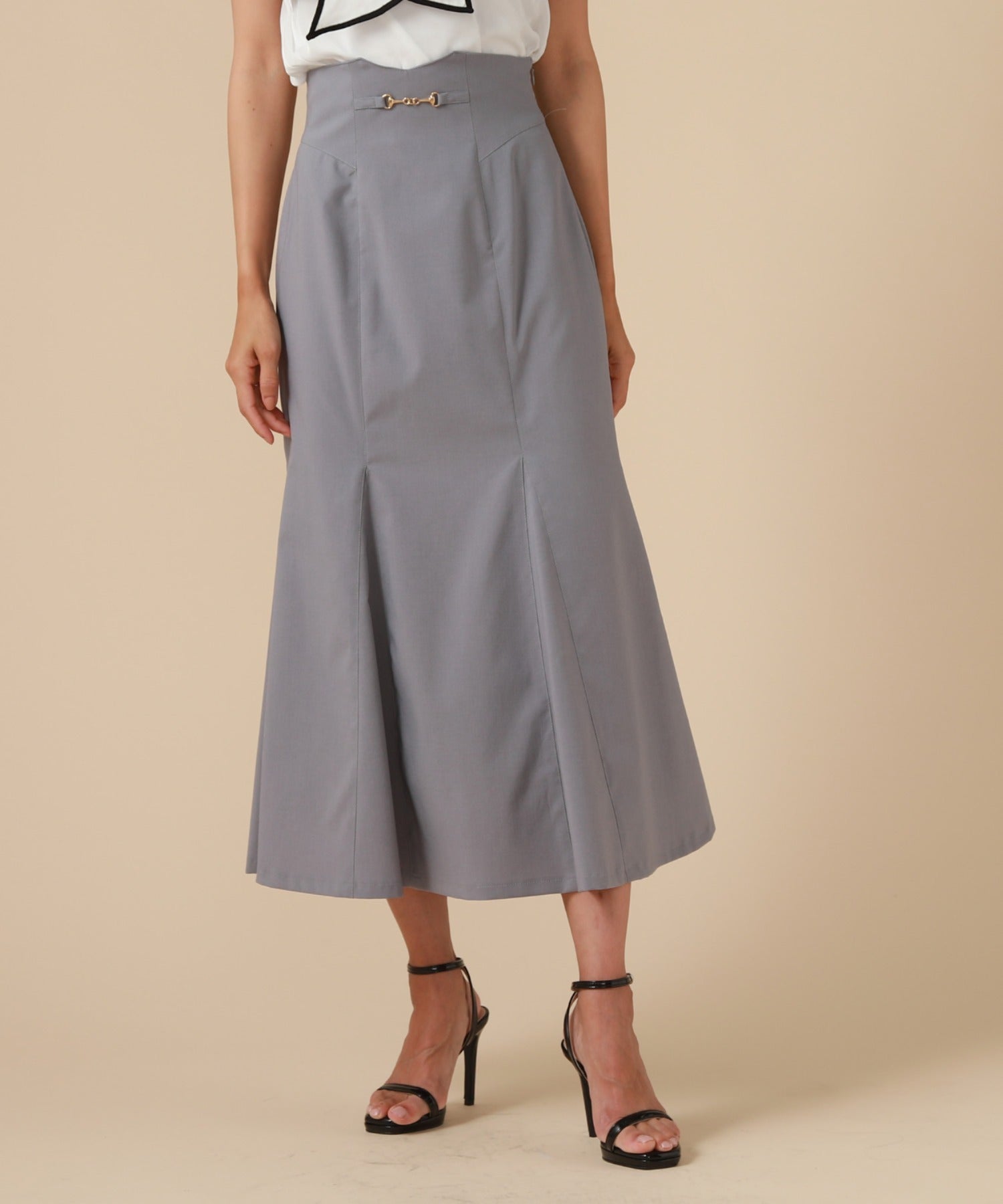 チーク Cheek ビット付きマーメイドスカート,GRY