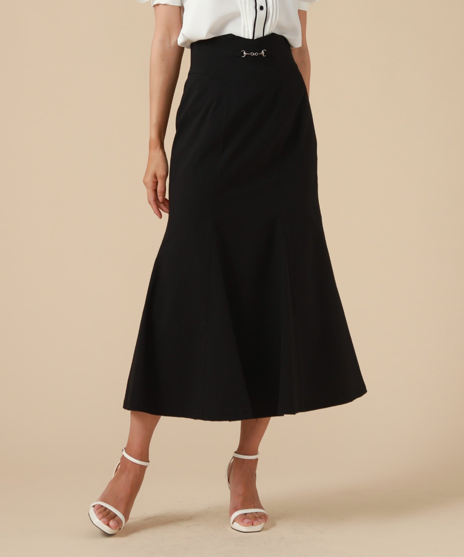 チーク Cheek ビット付きマーメイドスカート,BLK