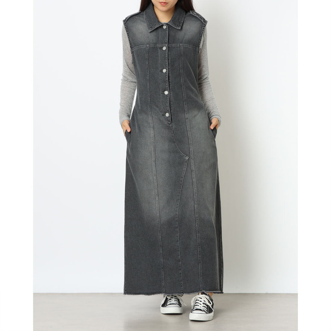 セポ Cepo デニムバックオープンOP (ブラック) ブラック