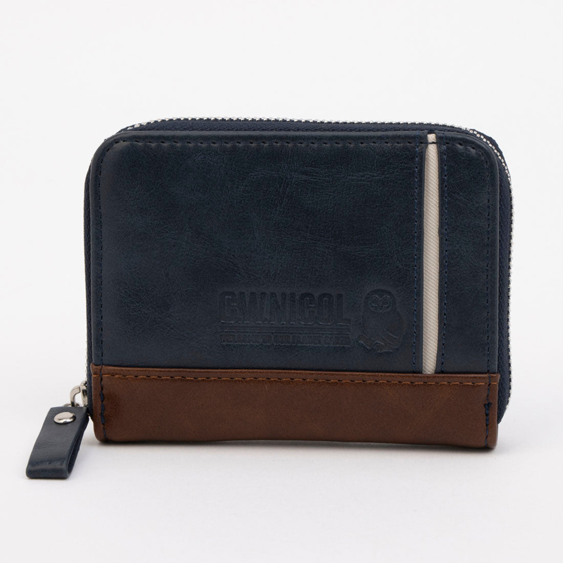 シーダブルニコル C.W.NICOL 小銭入れ メンズ ラウンドファスナー フクロウ 縁起財布 フロントポケット付き (ネイビー) ネイビー