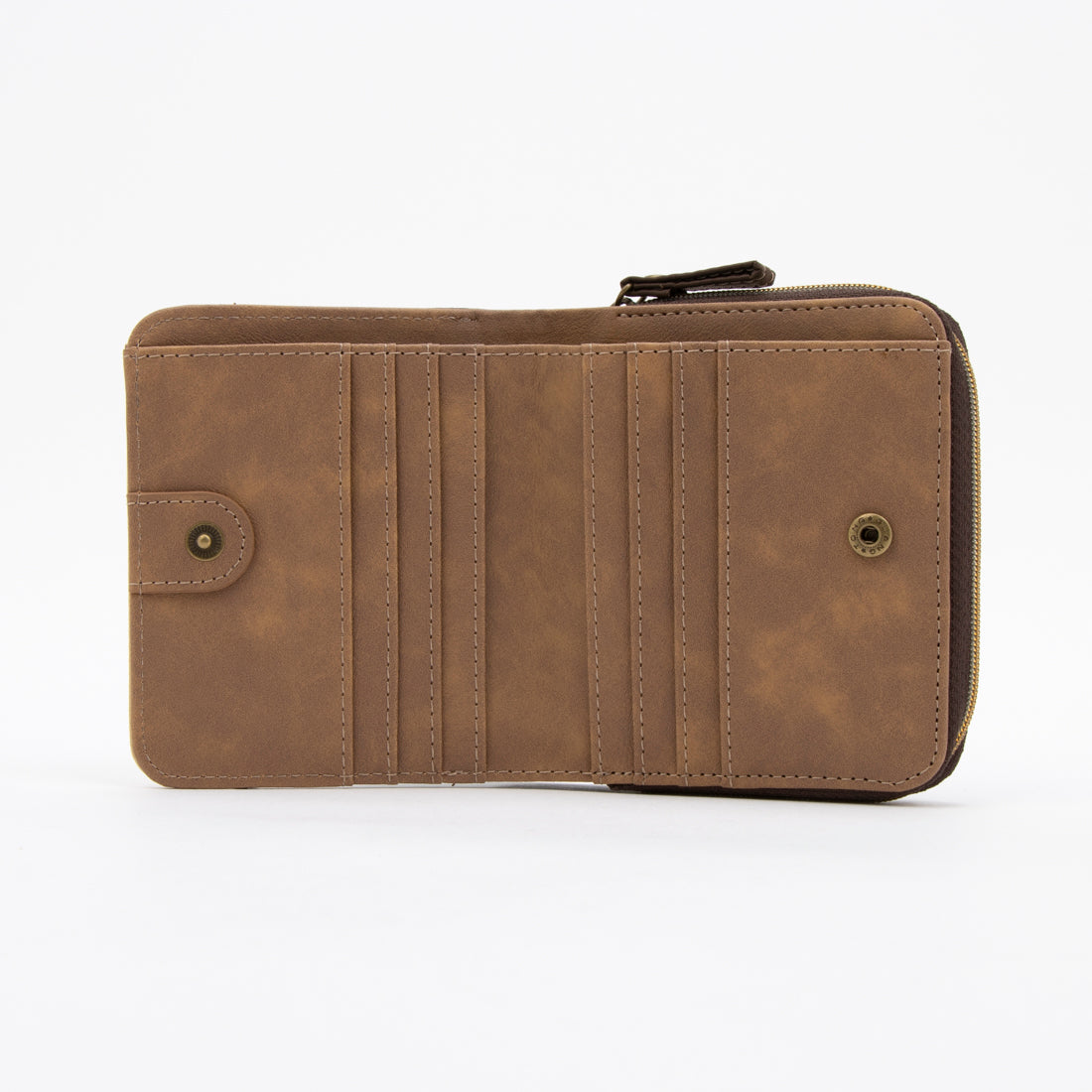 シーダブルニコル C.W.NICOL 財布 レディース 二つ折り ラウンドファスナー フクロウ 縁起財布 コンパクト (ブラウン) ブラウン