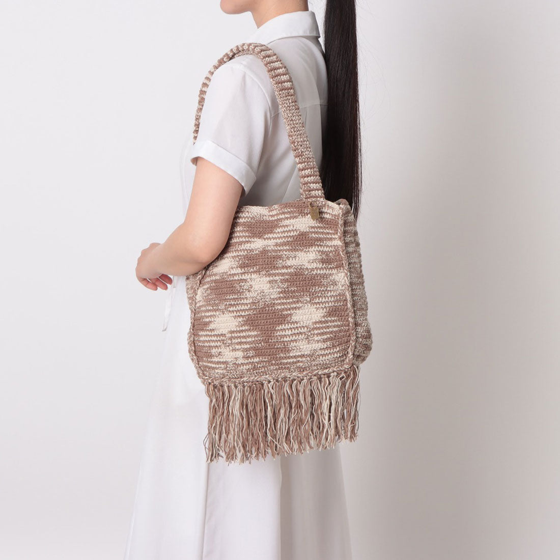 シー C-cie- A1153 TIE-DYE FRINGE TOTE (ベージュ) ベージュ
