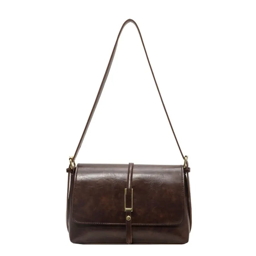 カルペディエム Carpe diem スクエアショルダーバッグ コンパクト オフィスカジュア puショルダーバッグ レザーバッグ 斜めかけバッグ お出掛け 大人可愛い ハンドバッグ 肩掛けバッグ (ブラウン) ブラウン