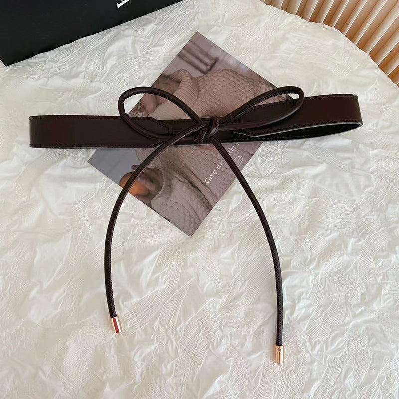 カルペディエム Carpe diem PUレザータイベルト 紐ベルト レディース リボン結びでウエストマークワンピ 羽織りに映える 細ベルト オフィスカジュアル ストリング 上品 (ベージュ) ベージュ