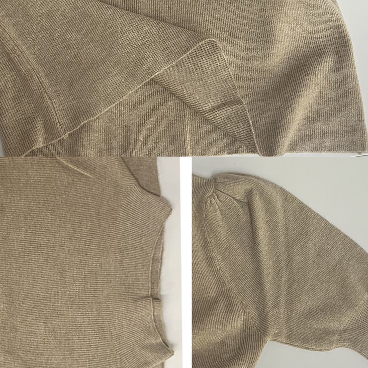 カルペディエム Carpe diem サマーニット トップス パフショルダーニット オフィスカジュアル 五分袖 ニットトップス半袖 上品 エレガント パフスリーブ (ブラック) ブラック