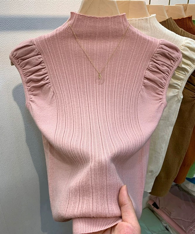 カルペディエム Carpe diem サマーニット 半袖ニット ハイネックニット レディース リブニット トップス ボトルネック 半袖 きれいめ オフィスカジュアル フィット ストレッチ 夏ニット 上品 (キャラメル) キャラメル