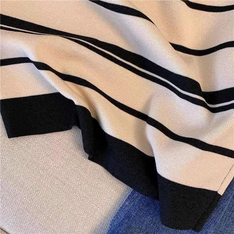 カルペディエム Carpe diem ボーダー柄ニットタンクトップ サマータンクトップス ショート丈タンクトップ ウンドネック 着回しオールシーズン プルオーバー 韓国風 夏トップス ショート丈 重ね着 (ライトブラウン) ライトブラウン