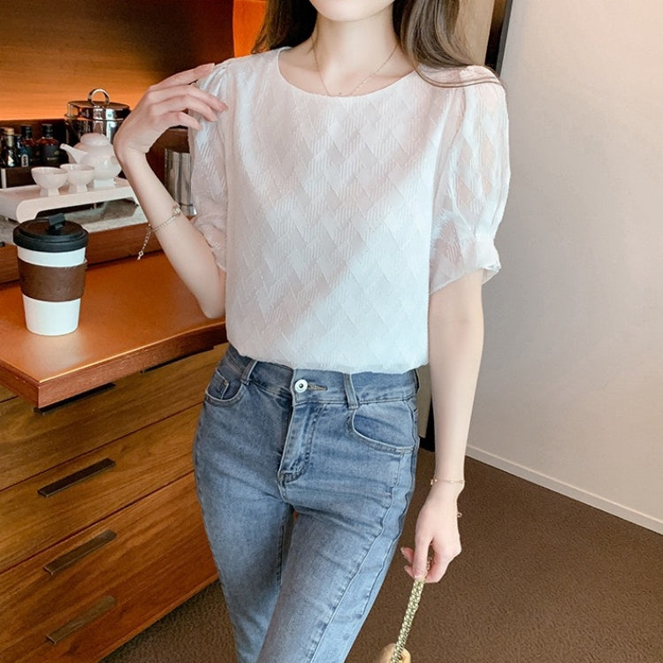 カルペディエム Carpe diem シフォン半袖 夏トップス シアーブラウス 裏地付き フレアスリーブ 透け感ブラウス オフィスカジュアル ボリューム袖 シースルー 春 夏 秋 半袖 韓国ブラウス (パープル) パープル