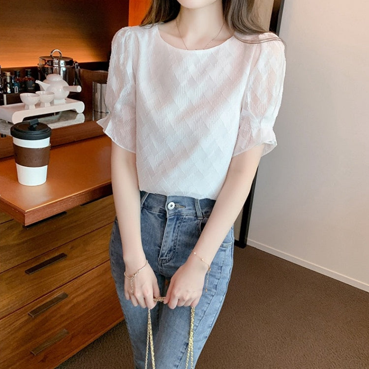 カルペディエム Carpe diem シフォン半袖 夏トップス シアーブラウス 裏地付き フレアスリーブ 透け感ブラウス オフィスカジュアル ボリューム袖 シースルー 春 夏 秋 半袖 韓国ブラウス (パープル) パープル