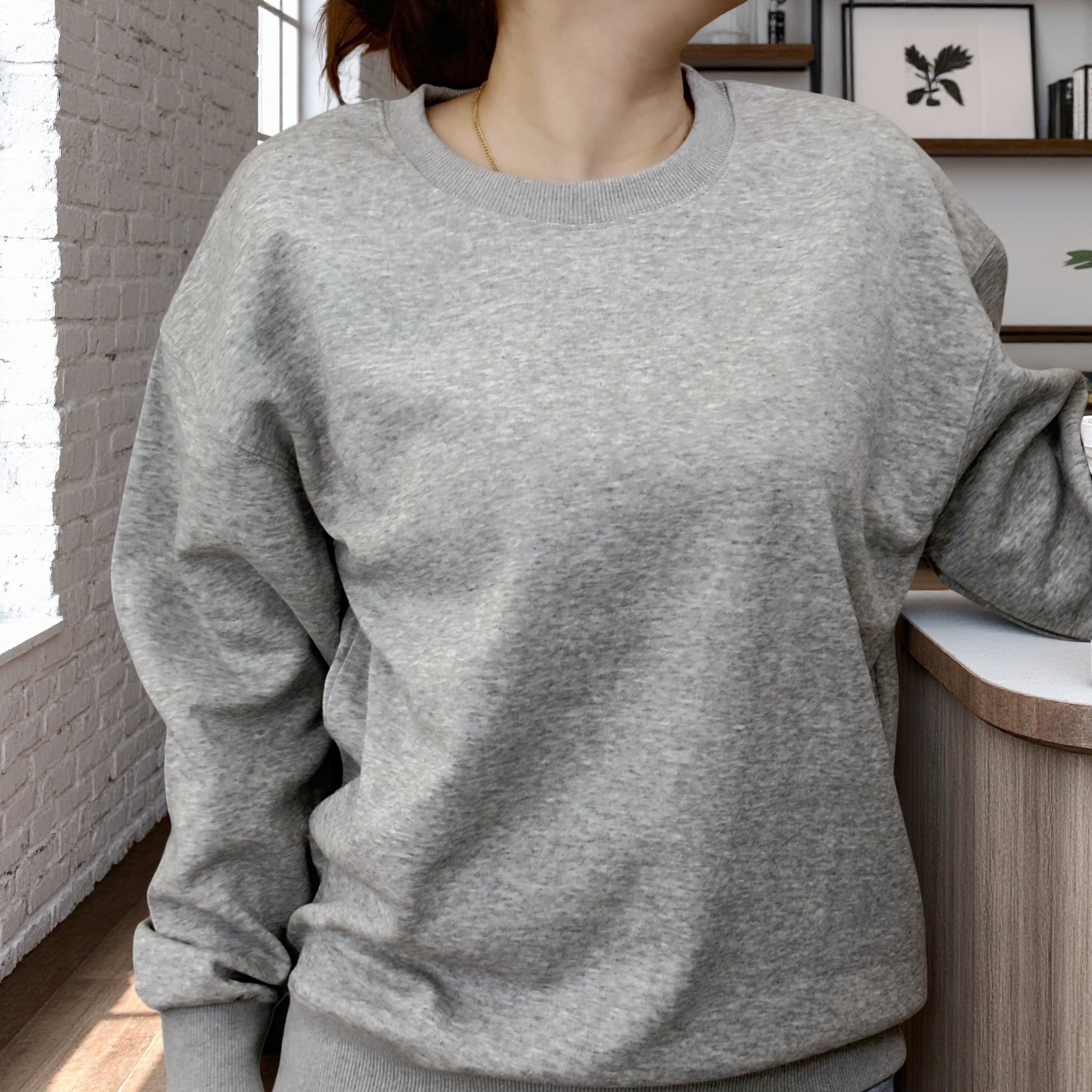 カルペディエム Carpe diem 無地トレーナー 秋冬トップス 体型カバー スウェット トレンド感 長袖プルオーバー 韓国風 着やせ (グレー) グレー
