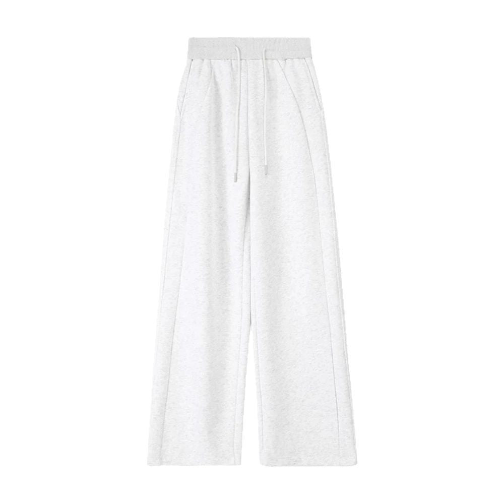 カルペディエム Carpe diem リラックス ワイドパンツ 秋冬 ウエストゴム ドローストリング センターライン 美脚効果 カジュアル 大人可愛い シルエット ゆったり フィット感 韓国風 カジュアル ボトムス (ホワイト) ホワイト