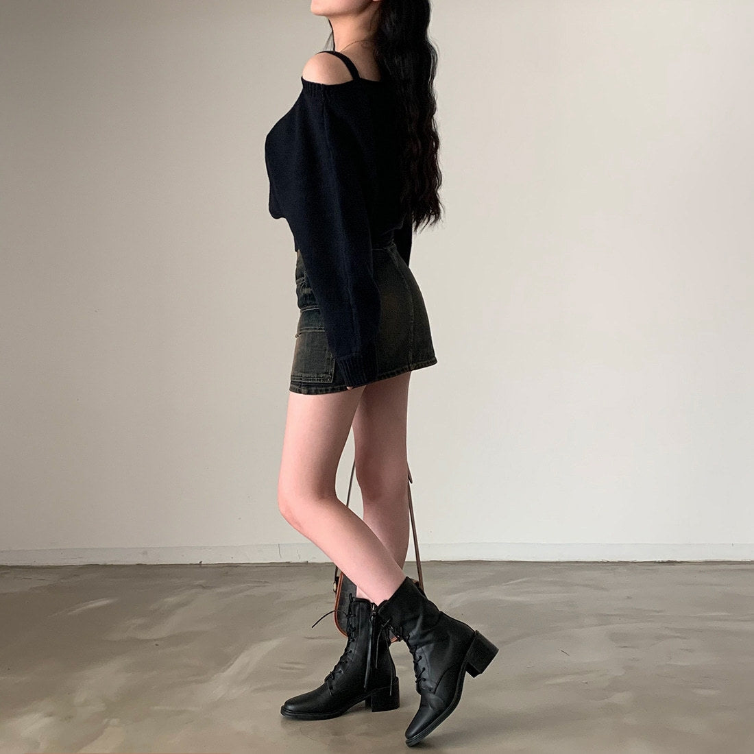 カルペディエム Carpe diem ワンショルダートップス ニット オフショルダー プルオーバー 長袖 リブ 大人カジュアル ゆるニット 体型カバー ワンショルニット 韓国ファッション セーター セクシー 秋冬トップス 抜け感たっぷり (グレー) グレー