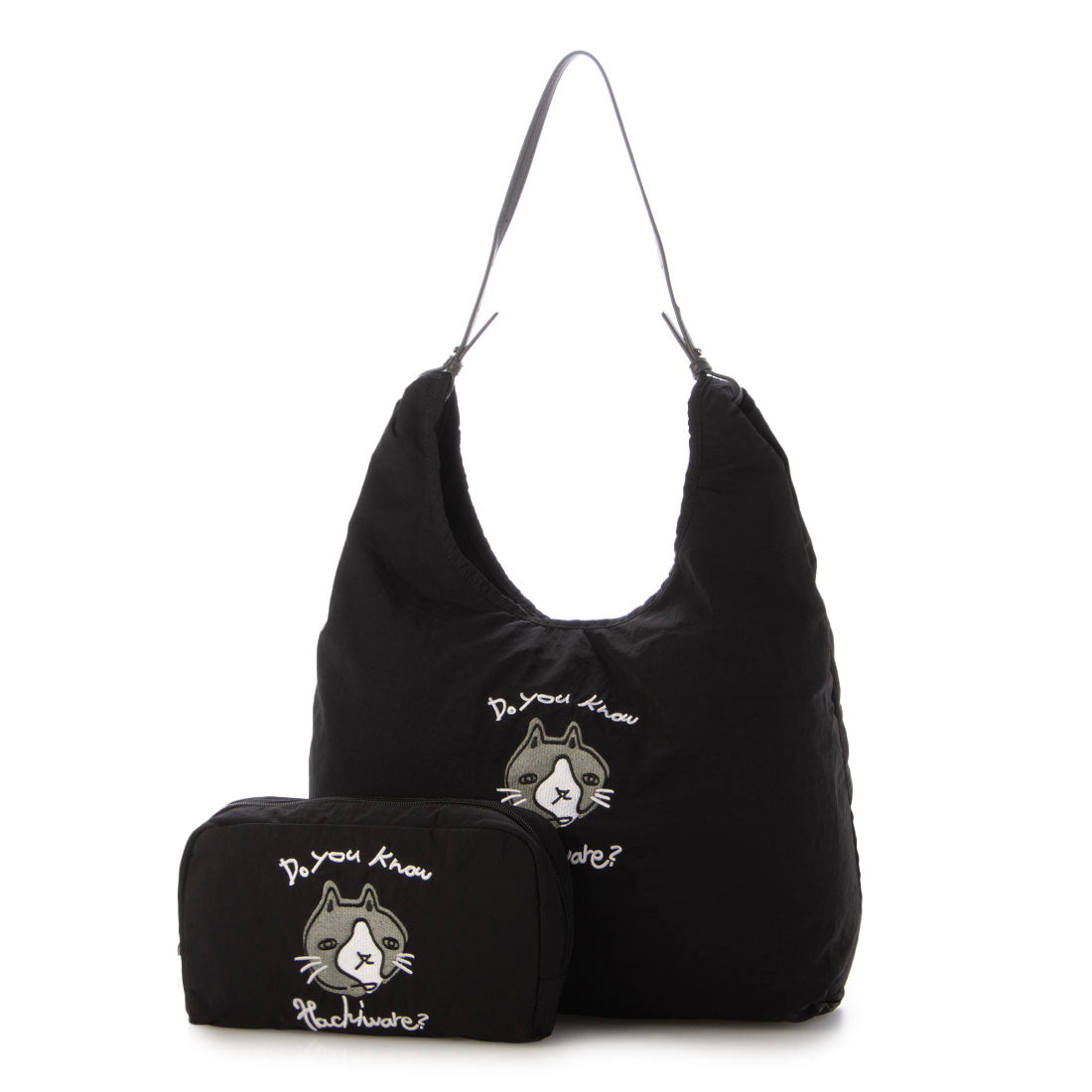 カシュカシュ cache cache アニマルドローイング刺繍ナイロントート (BK) BK