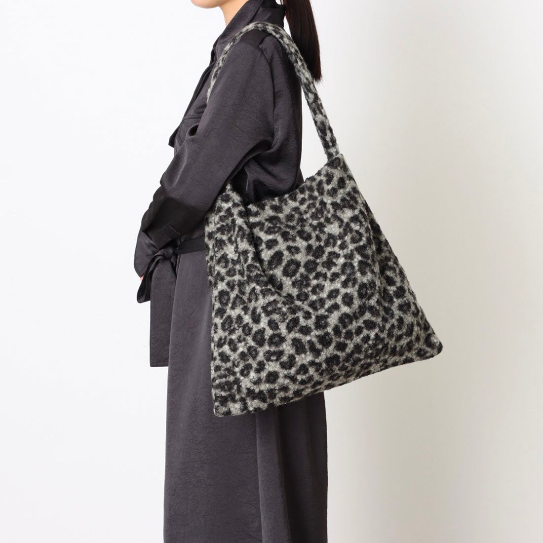 カシュカシュ cache cache レオパードループツイードワンショルダートート (GY) GY