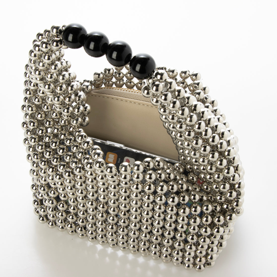 カシュカシュ cache cache メタルビーズバッグ (ブラック) ブラック