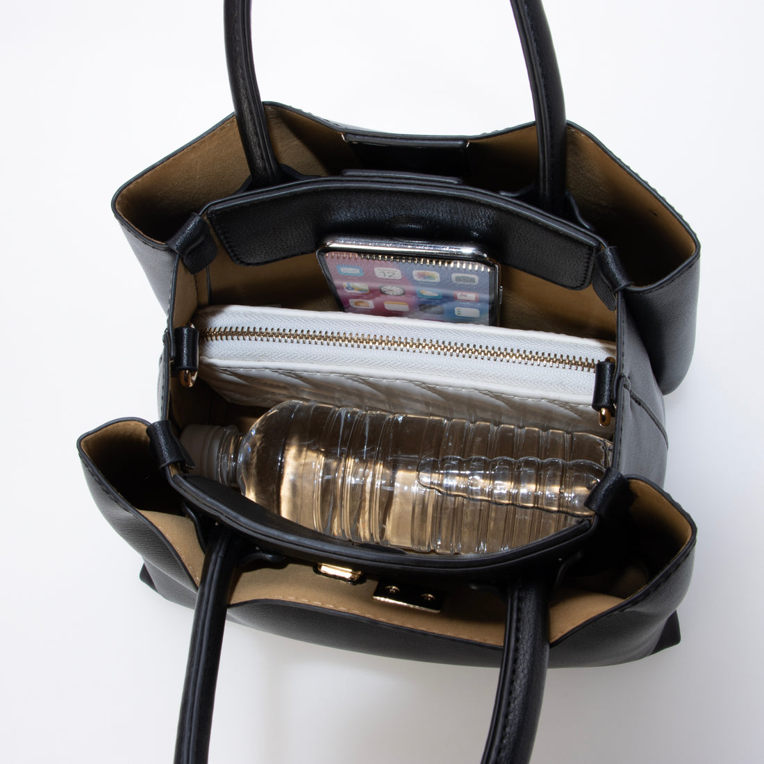 カシュカシュ cache cache 三層2wayトートバッグ (BK) BK