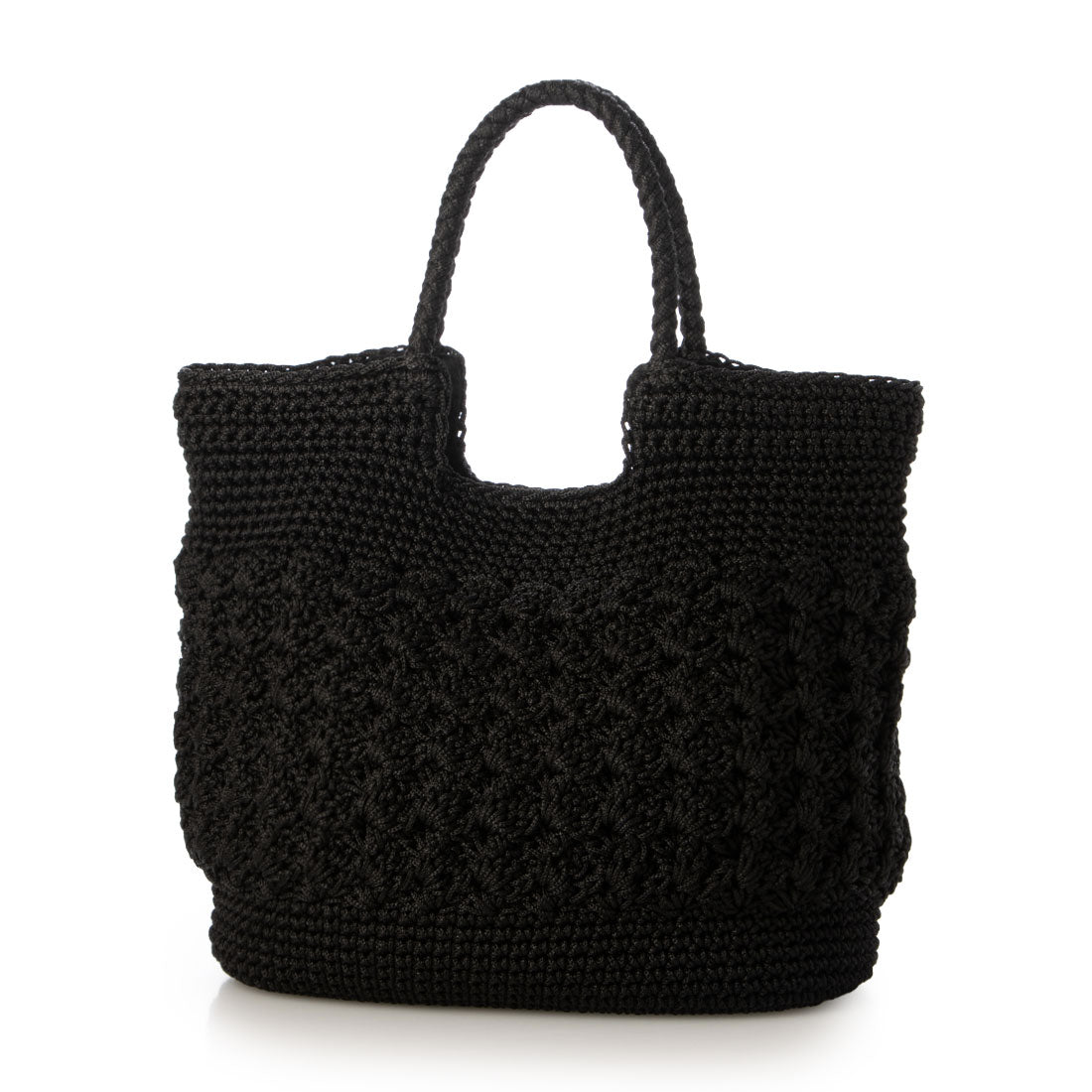 カシュカシュ cache cache 柄編みベーシックトート カゴバッグ (BK) BK