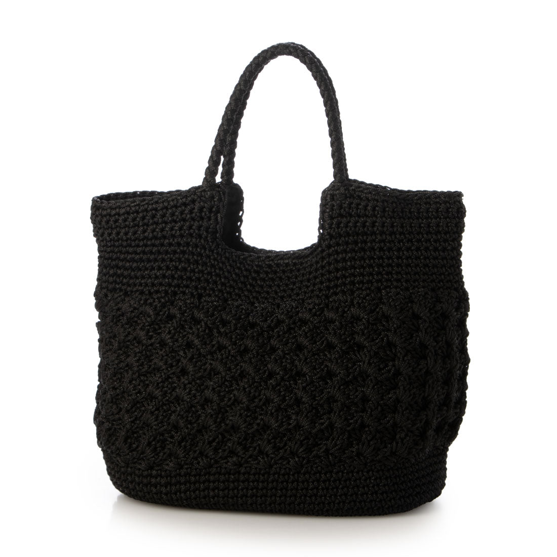 カシュカシュ cache cache 柄編みベーシックトート カゴバッグ (BK) BK