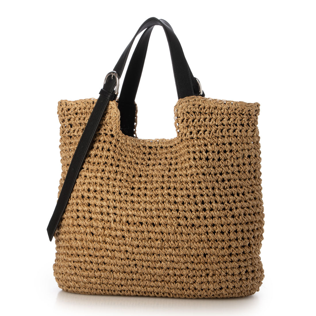 カシュカシュ cache cache ベルトハンドルクロッシェトート カゴバッグ (BK) BK