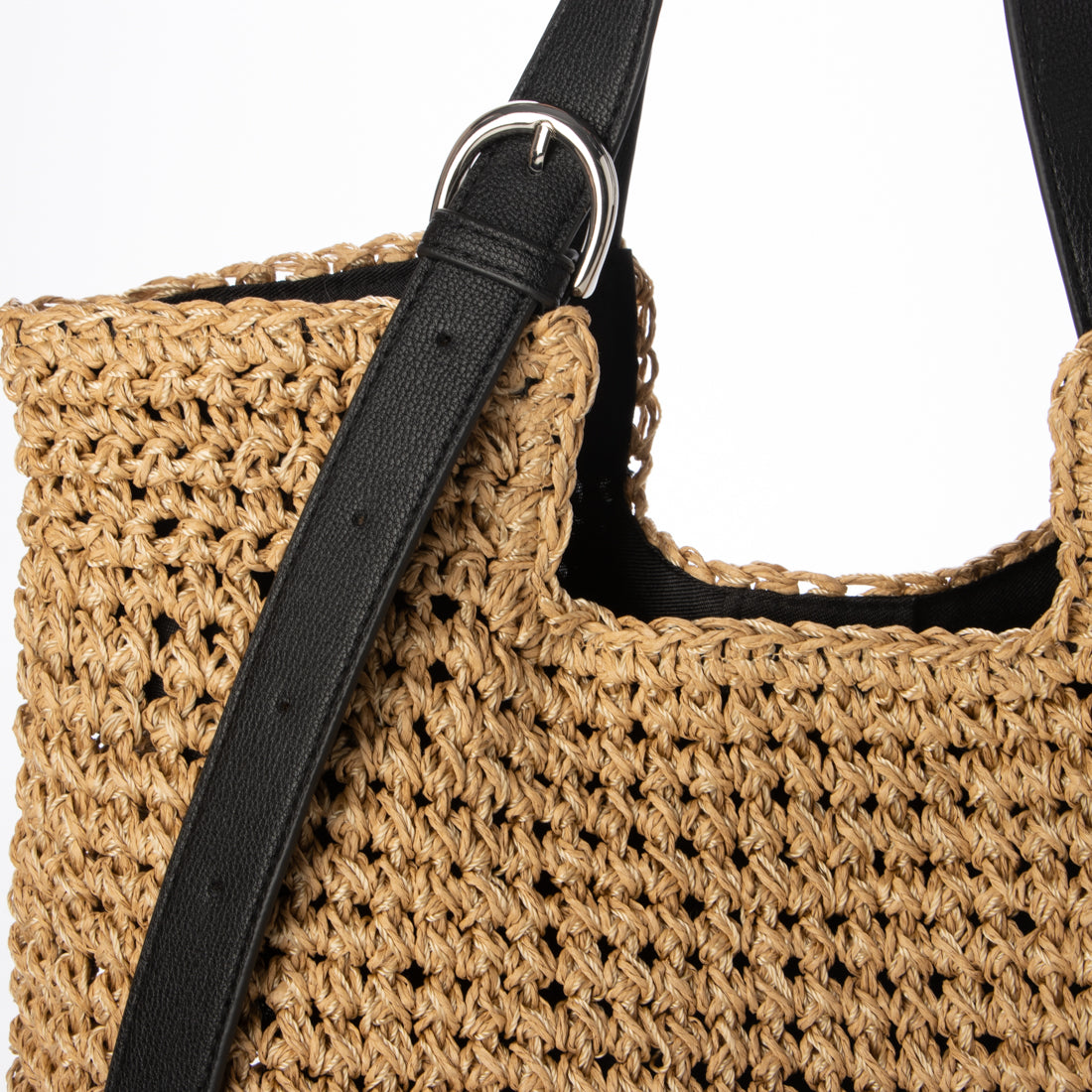 カシュカシュ cache cache ベルトハンドルクロッシェトート カゴバッグ (BK) BK