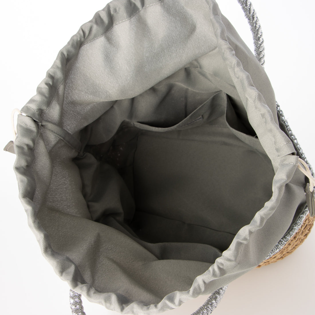 カシュカシュ cache cache ラメ切替クロッシェトート カゴバッグ (SV) SV