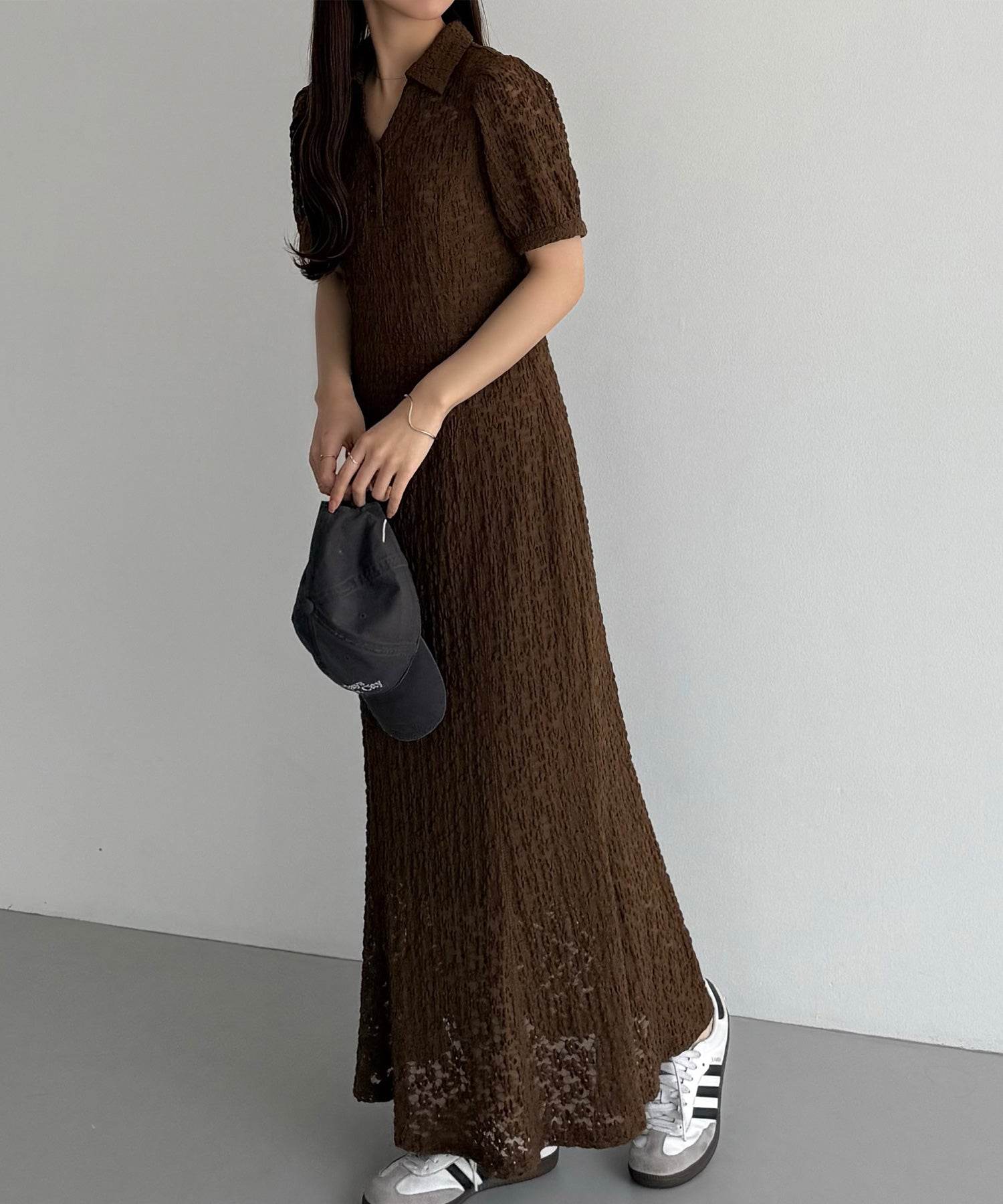 カラウティア callautia callautia カットレースポロワンピース(ペチワンピースセット) (ブラウン) ブラウン