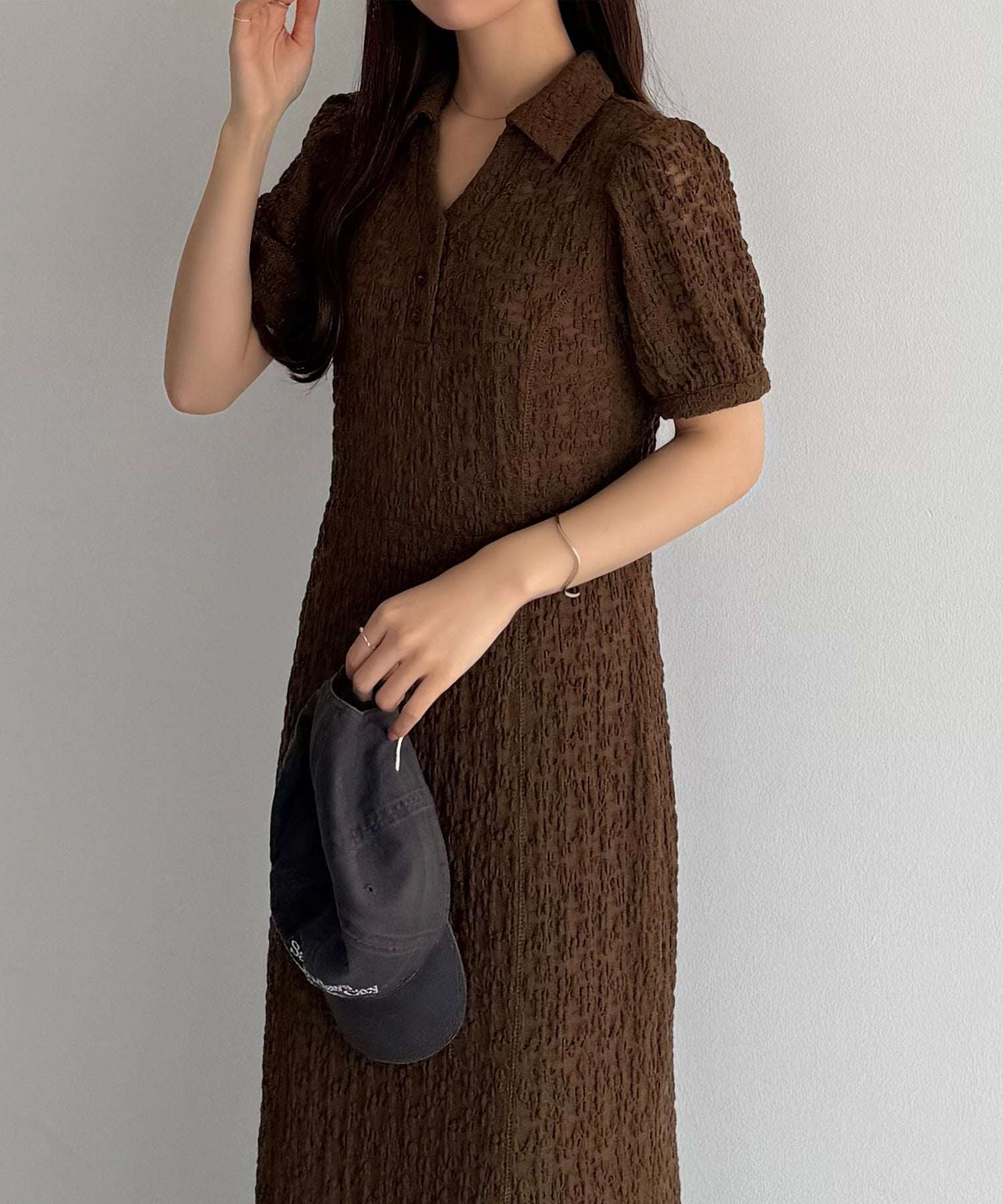 カラウティア callautia callautia カットレースポロワンピース(ペチワンピースセット) (ブラウン) ブラウン