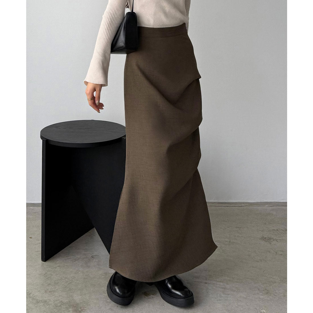 カラウティア callautia callautia 薄手ツイードサイドタックマーメイドスカート (ブラウン) ブラウン