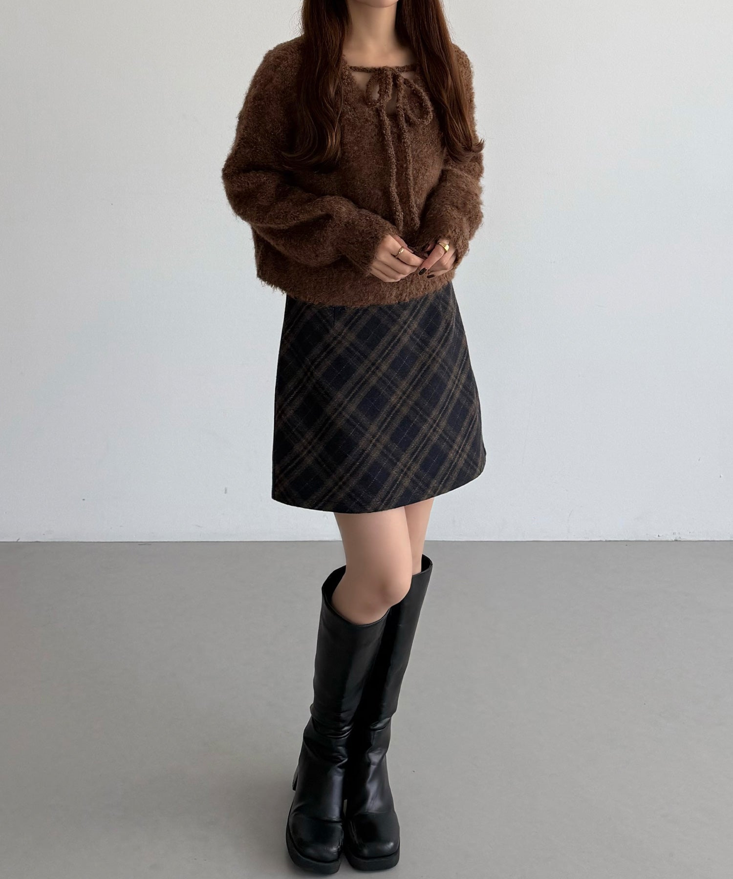 カラウティア callautia callautia 前後2wayリボンシャギーニット (ブラウン) ブラウン