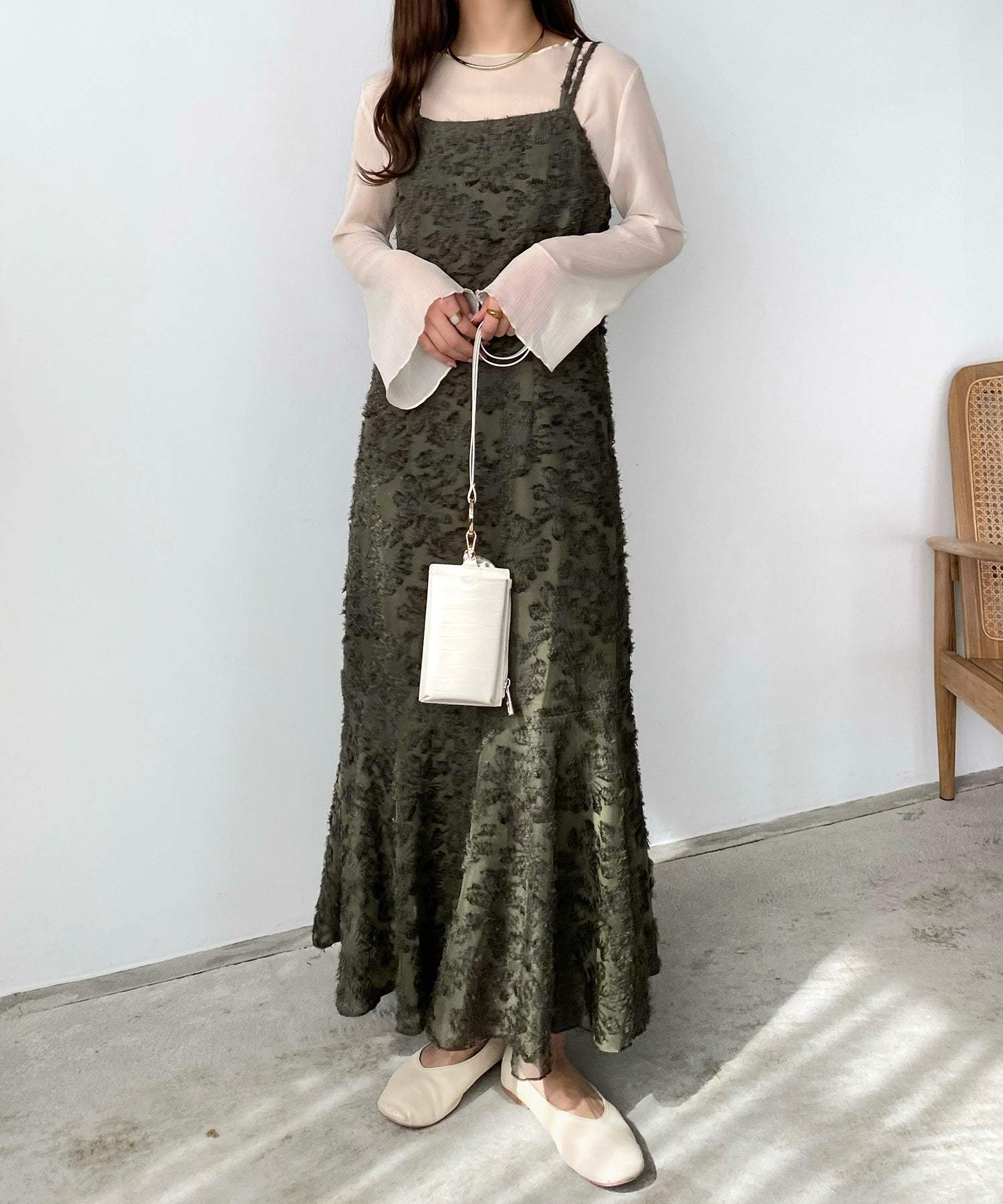 カラウティア callautia callautia ジャガードキャミワンピース,グリーン