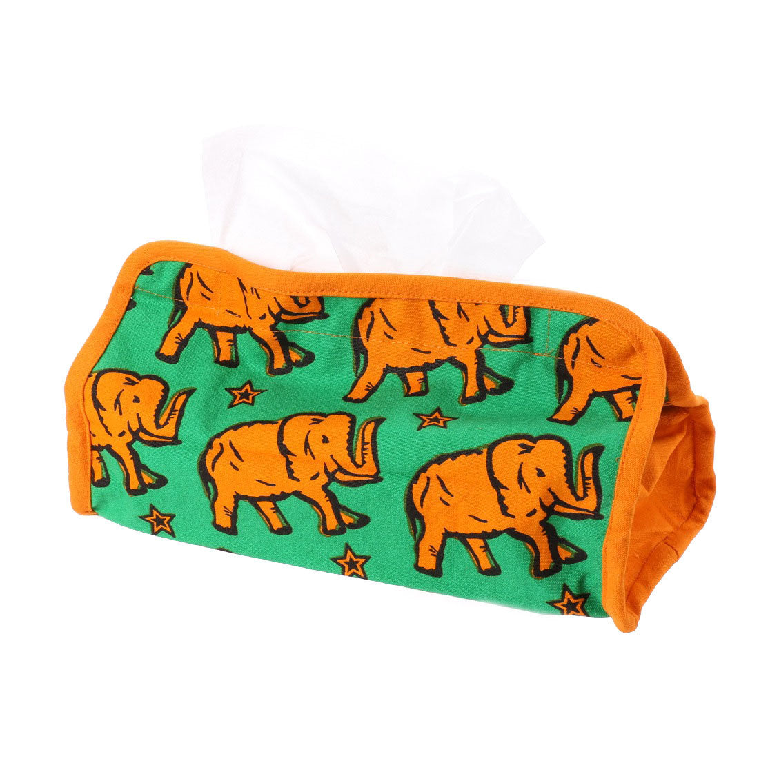 【チャイハネ】ズーズーティッシュボックスカバー ブルー,グリーン×オレンジ