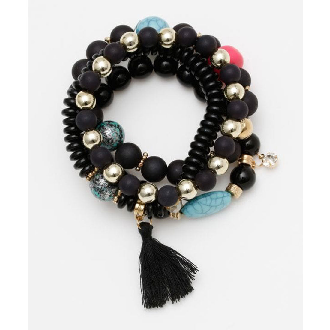 【チャイハネ】ビズタセットブレスレット ブラック