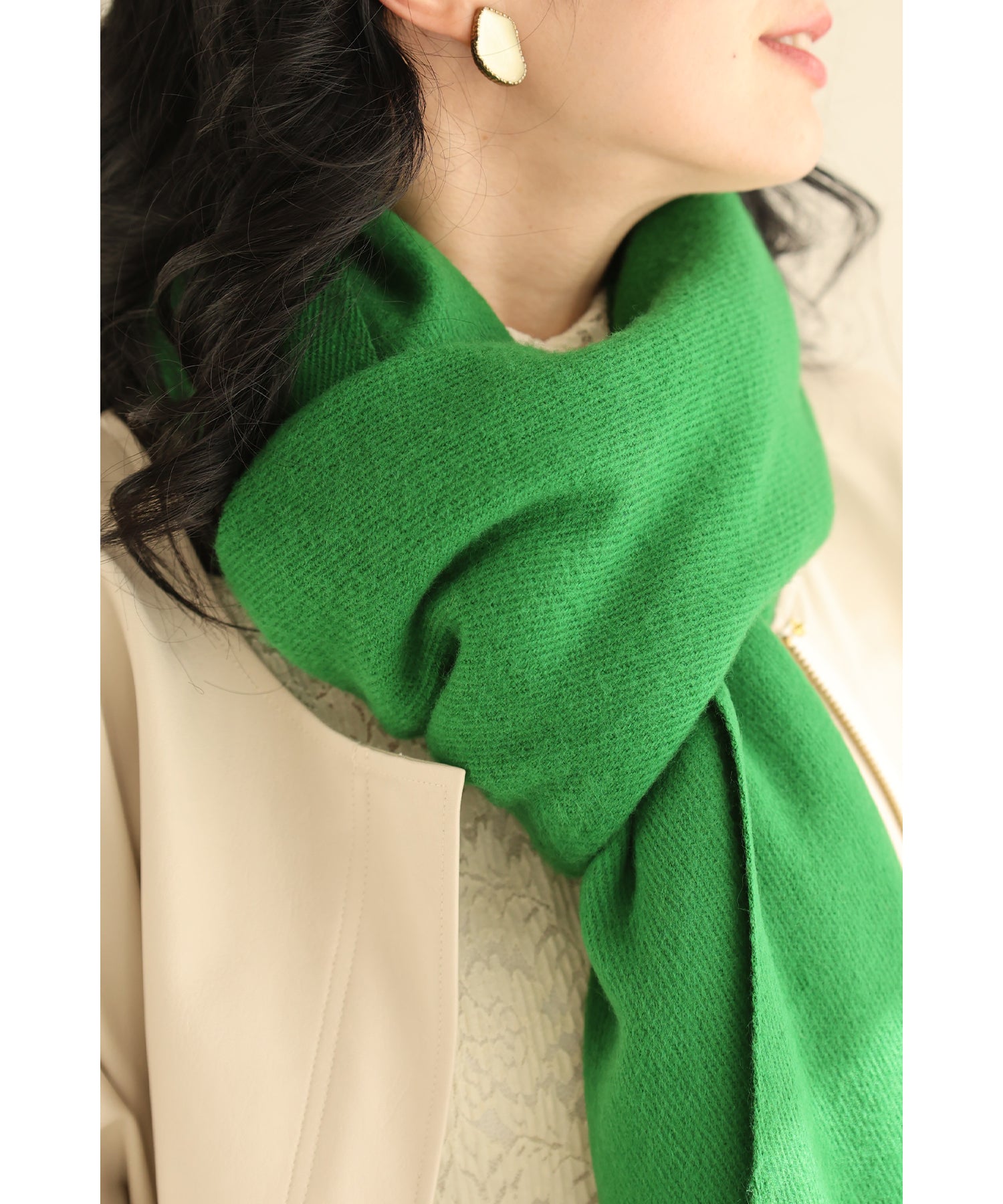 カワイイ CAWAII 大人の遊び心 冬の顔映え カラーマフラー (グリーン) グリーン