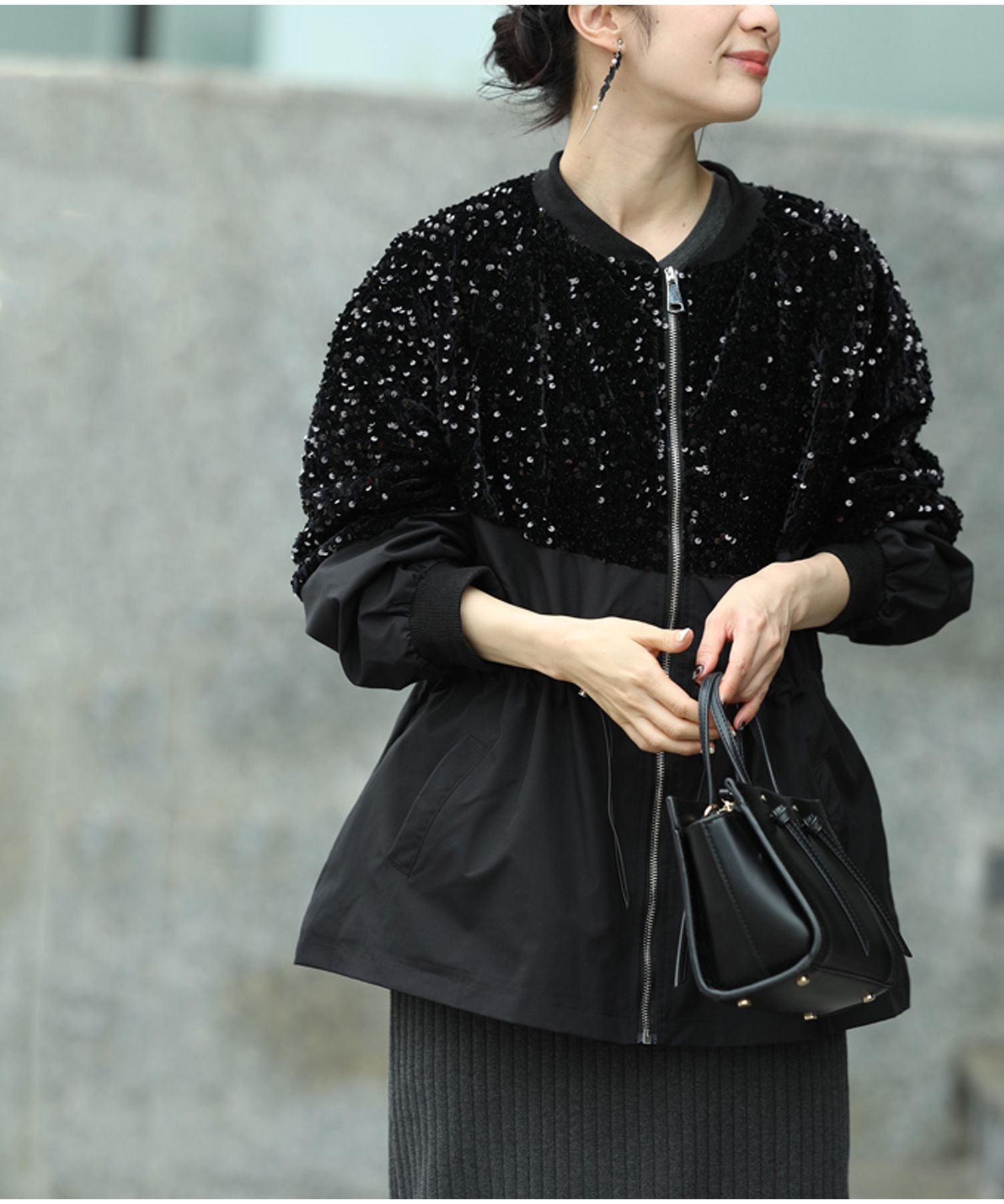 カワイイ CAWAII くびれブルゾン 煌めき脱カジュアル (ブラック) ブラック