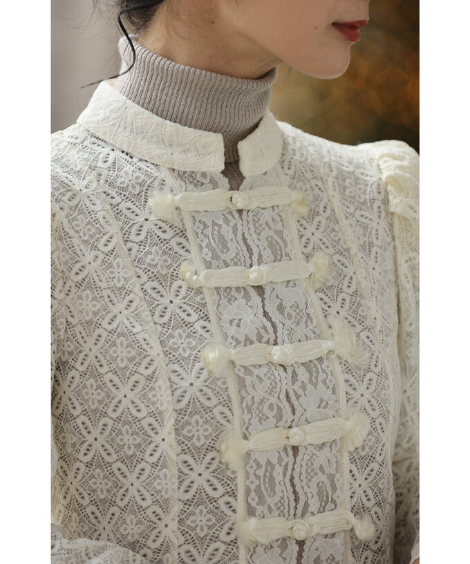 CAWAII CAWAII East meets West. Oriental lace veil blouse top.