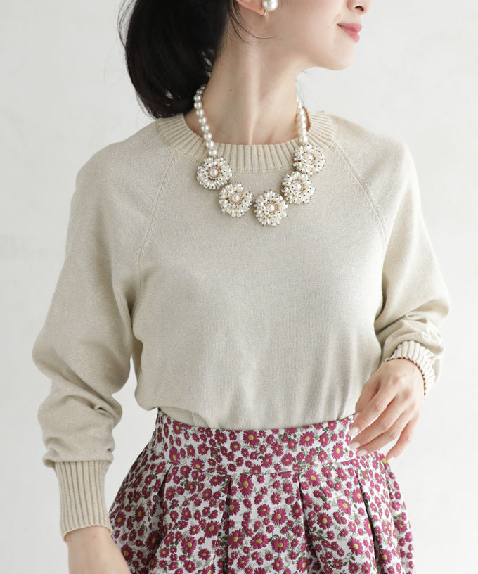 カワイイ CAWAII 華やぐ煌めきラメ クルーネックニット Back to BASICS