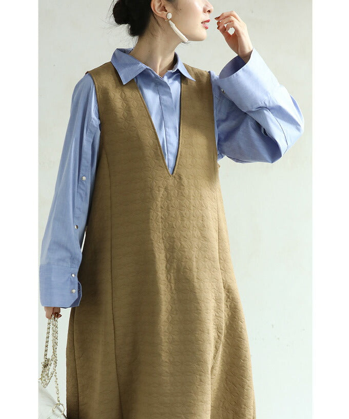 CAWAII CAWAII floral quilted V-neck long dress