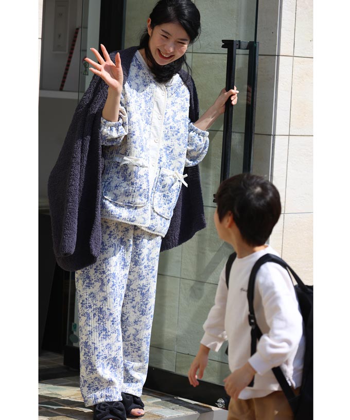 CAWAII CAWAII warm pajama set with romantic landscape painting