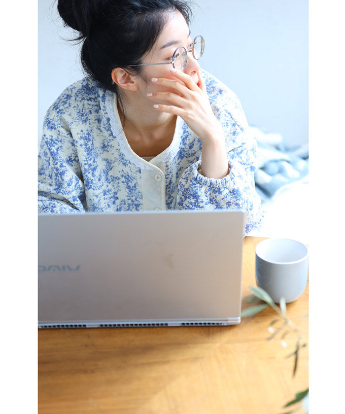 CAWAII CAWAII warm pajama set with romantic landscape painting