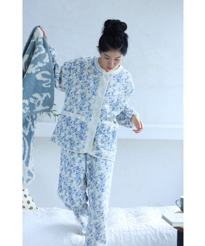 CAWAII CAWAII warm pajama set with romantic landscape painting
