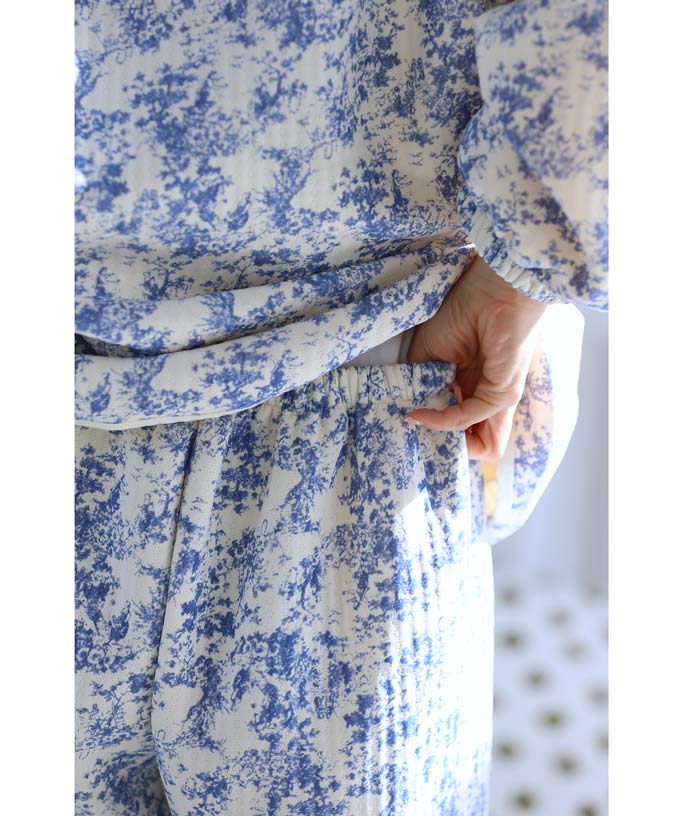 CAWAII CAWAII warm pajama set with romantic landscape painting