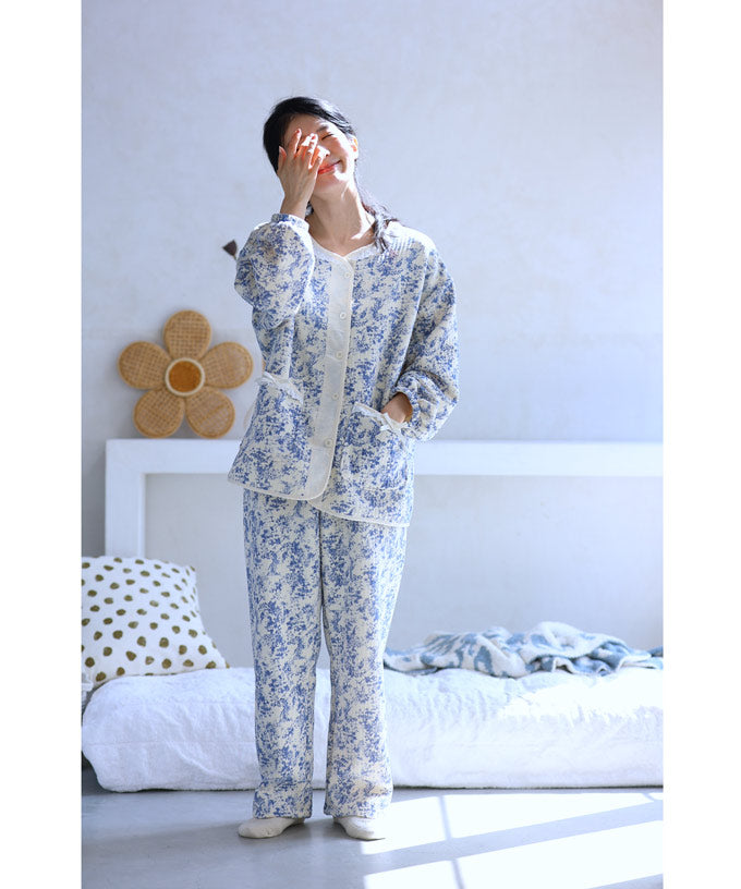 CAWAII CAWAII warm pajama set with romantic landscape painting