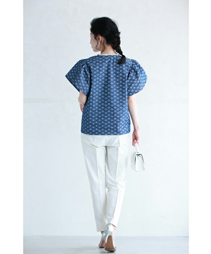 カワイイ CAWAII 繋がる花柄のふんわりフレア袖ブラウストップス