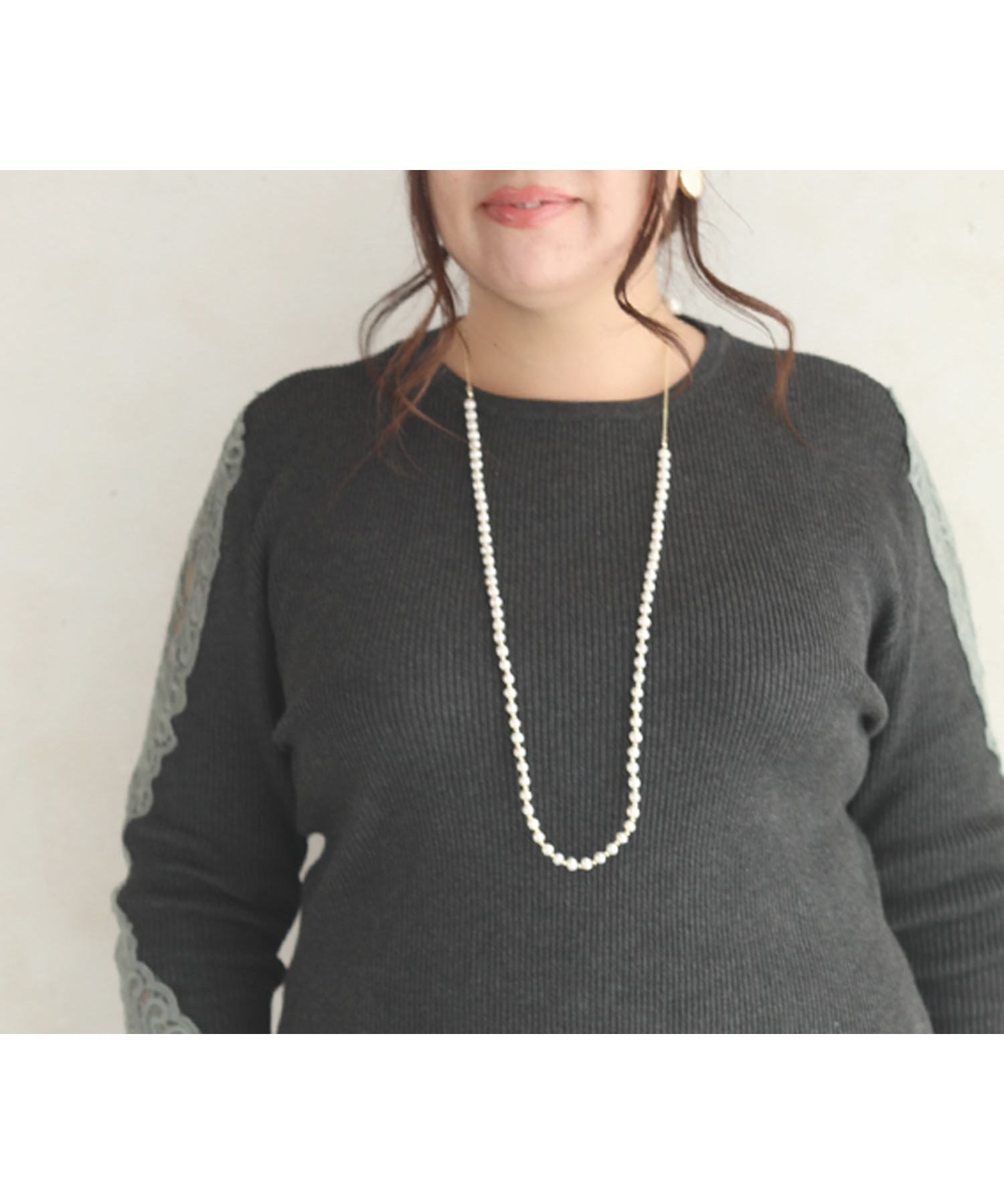 CAWAII CAWAII 胖胖專用。能掩飾肉肉手臂的蕾絲袖針織衫